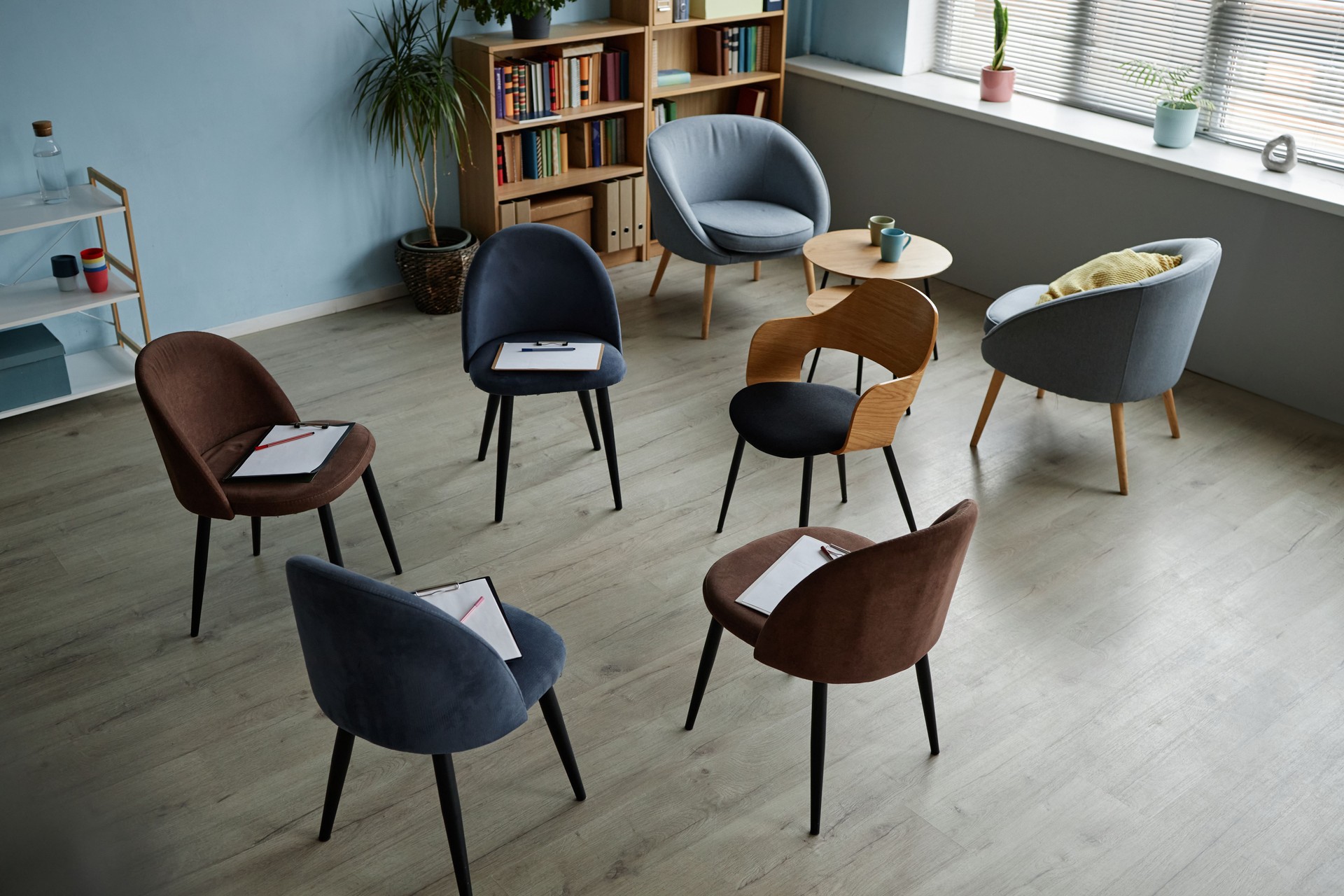 Circle of Chairs Arranged for Upcoming Teenager Counseling Group Meeting